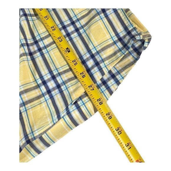 Izod Shirt Short Sleeve Button Down Plaid Yellow Blue Non Iron Stretch Classic - Picture 6 of 6